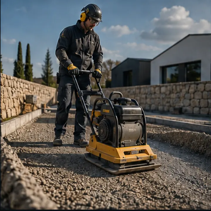Illustration de compactage sur un chantier, reprise du site Veissière Location
